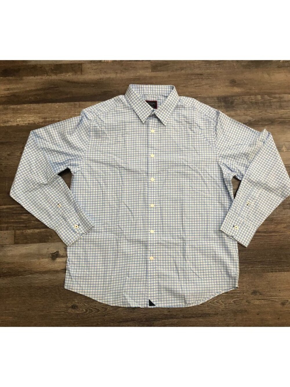 UNTUCKit Carneros Gingham Plaid Button Shirt Large Blue White Mens Long Sleeve